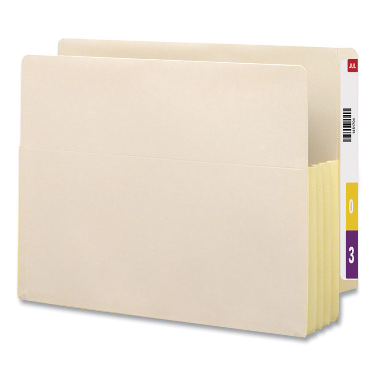 Manila End Tab File Pockets with Tear Resistant Gussets, 3.5" Expansion, Letter Size, Manila, 10/Box