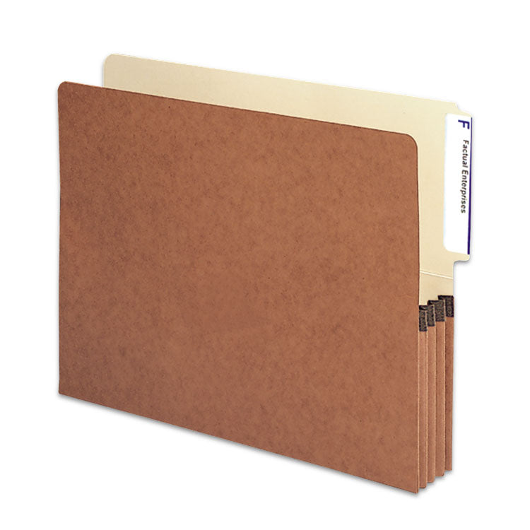 Redrope Drop-Front End Tab File Pockets, 3.5" Expansion, Letter Size, Redrope, 10/box