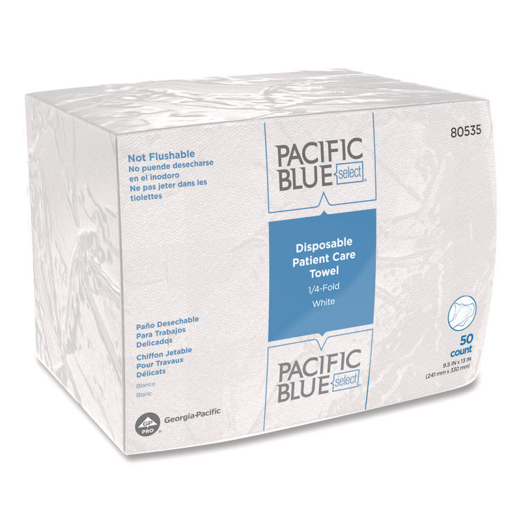 Pacific Blue Select Disposable Patient Care Washcloths, 1-Ply, 9.5 x 13, Unscented, White, 50/Pack, 20 Packs/Carton