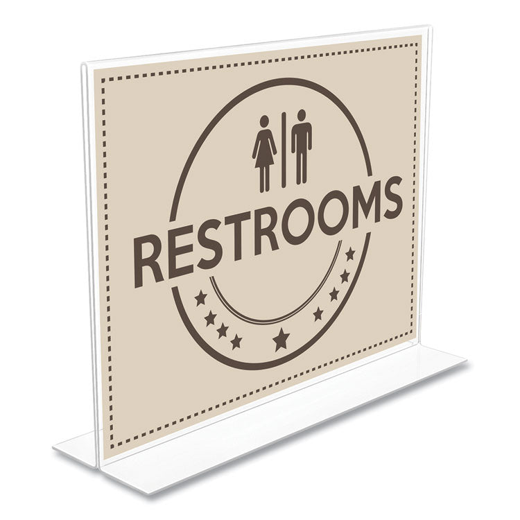 Anti-Glare Stand Up Double Sided Sign Holder, 8.5 X 11, Clear
