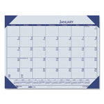 EcoTones Recycled Monthly Desk Pad Calendar, 22 x 17, Ocean Blue Sheets/Corners, Black Binding, 12-Month (Jan-Dec): 2025