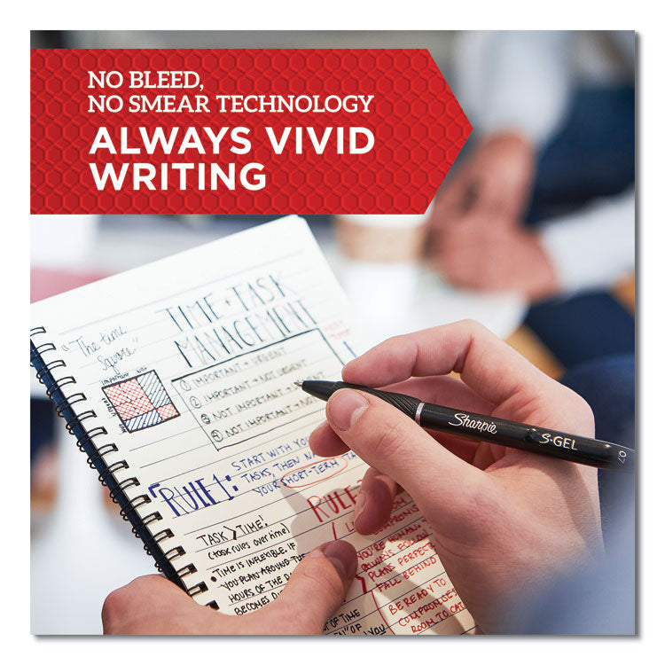 S-Gel High-Performance Gel Pen, Retractable, Medium 0.7 Mm, Red Ink, Black Barrel, Dozen