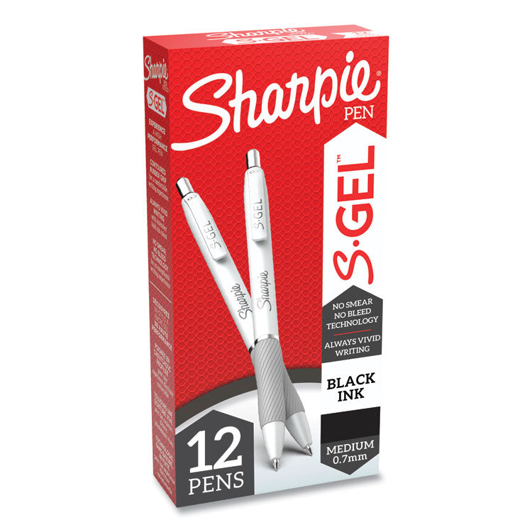 S-Gel Fashion Barrel Gel Pen, Retractable, Medium 0.7 Mm, Black Ink, Pearl White Barrel, Dozen