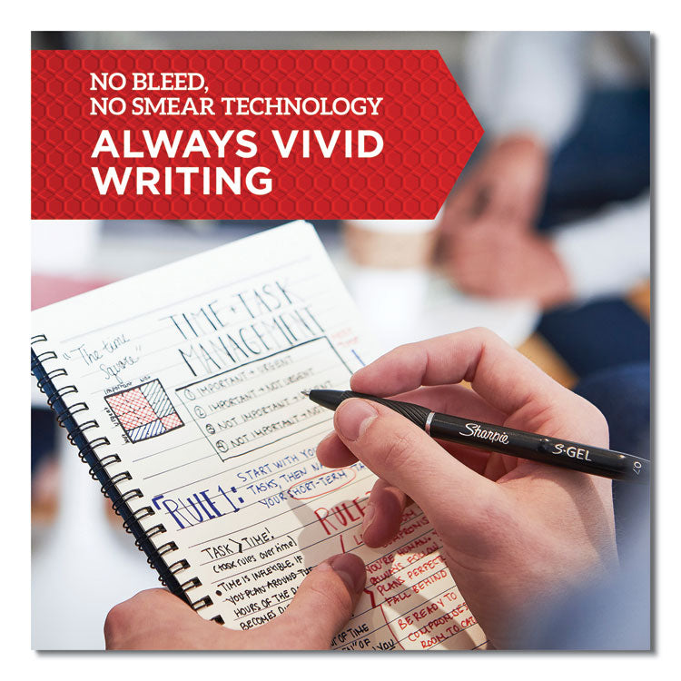 S-Gel High-Performance Gel Pen, Retractable, Medium 0.7 Mm, Blue Ink, Black Barrel, Dozen