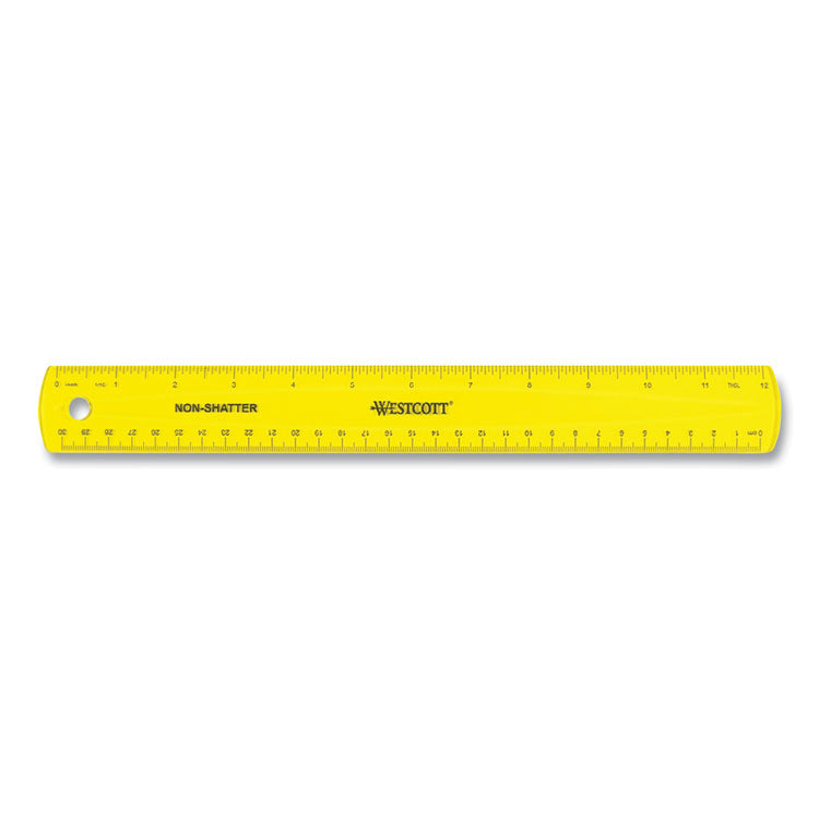 Non-Shatter Flexible Ruler, Standard/metric, 12" (30 Cm) Long, Plastic, Assorted Translucent Colors, 12/box