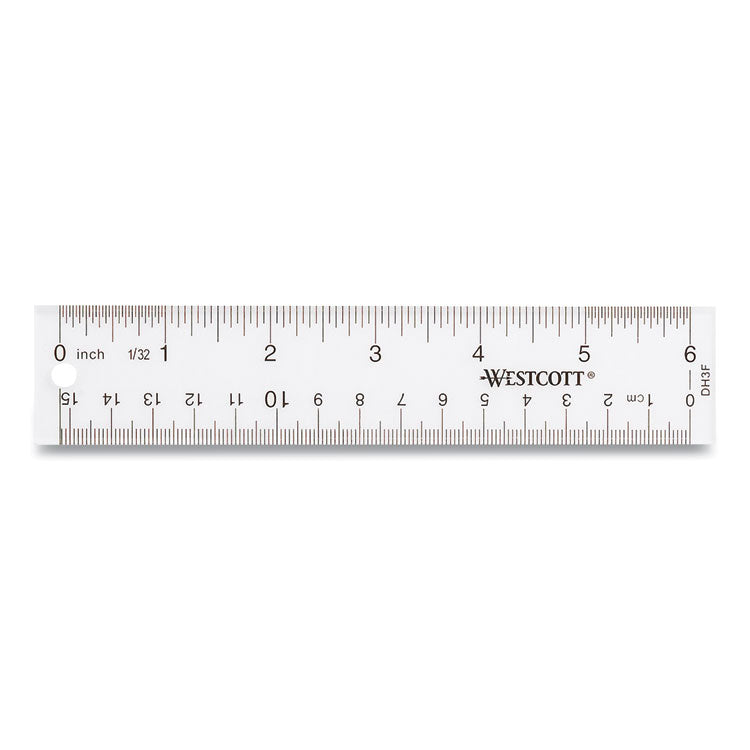 Clear Flexible Acrylic Ruler, Standard/metric, 6" (15 Cm) Long, Clear, 12/box