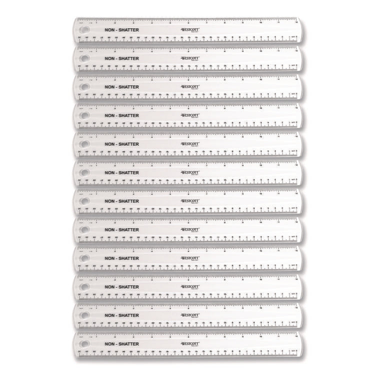 Non-Shatter Flexible Ruler, Standard/metric, 12" (30 Cm) Long, Plastic, Clear, 12/box
