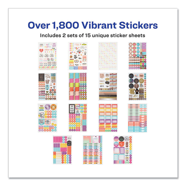 Planner Sticker Variety Pack For Moms, Budget, Family, Fitness, Holiday, Work, Assorted Colors, 1,820/pack