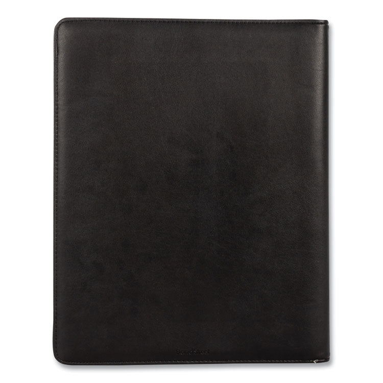 Faux-Leather Padfolio With Solar Calculator, 9 X 12 Pad, 9.75 X 12.5, Black