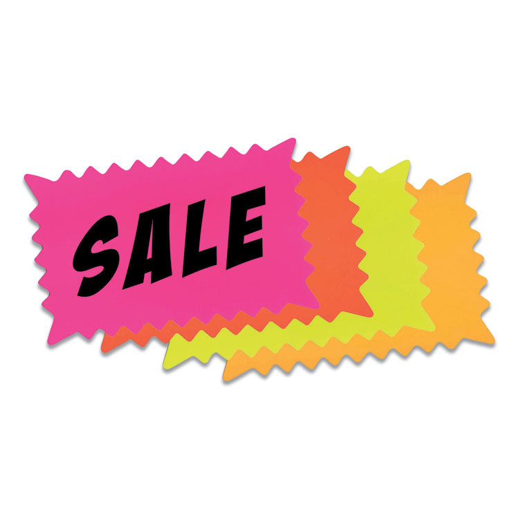 Write-On "Do It Yourself" Sign, Rectangular Burst, Die-Cut Paper, 10.13 x 6.38, Assorted Fluorescent Colors, 36/Pack