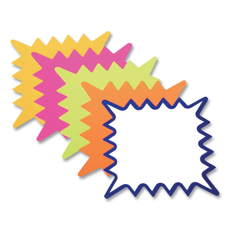 Write-On "Do It Yourself" Sign, Rectangular Burst, Die-Cut Paper, 10.13 x 6.38, Assorted Fluorescent Colors, 36/Pack