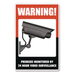 Uv-Coated Preprinted Molded-Plastic Sign, 24-Hour Video Surveillance, 8 X 12, Black/red/white