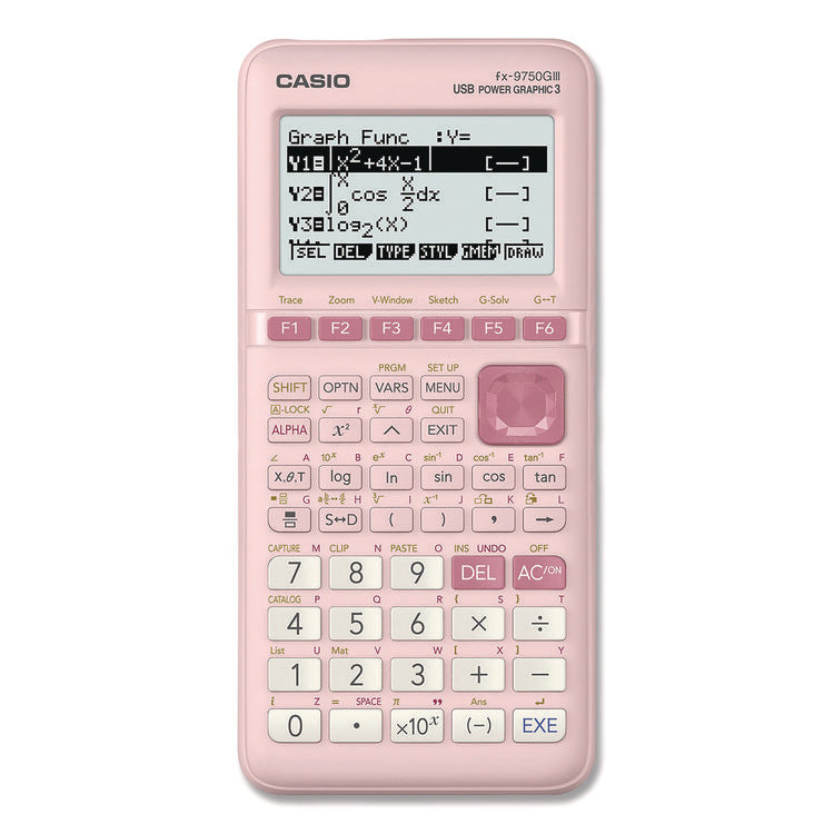 Fx-9750giii 3rd Edition Graphing Calculator, 21-Digit Lcd, Pink