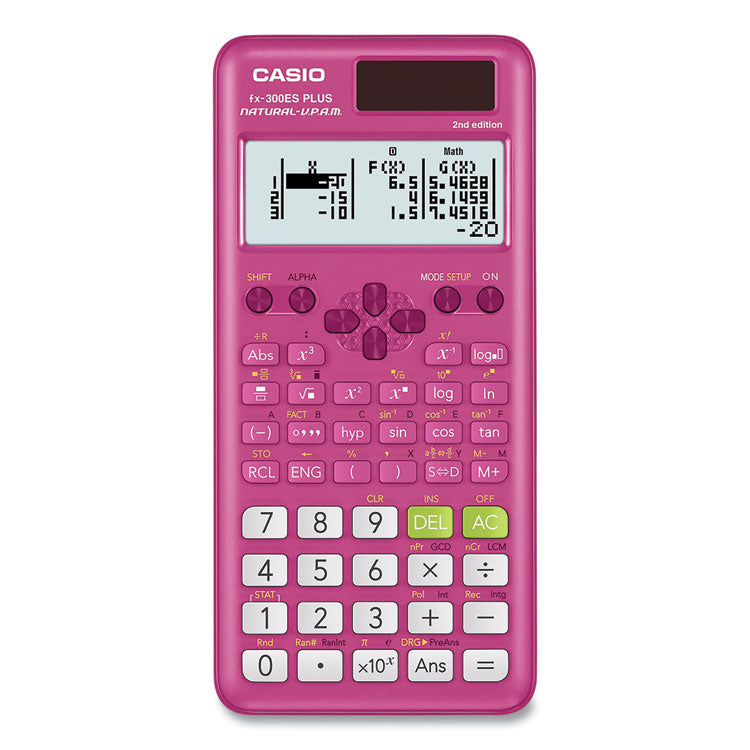 Fx-300es Plus 2nd Edition Scientific Calculator, 16-Digit Lcd, Pink