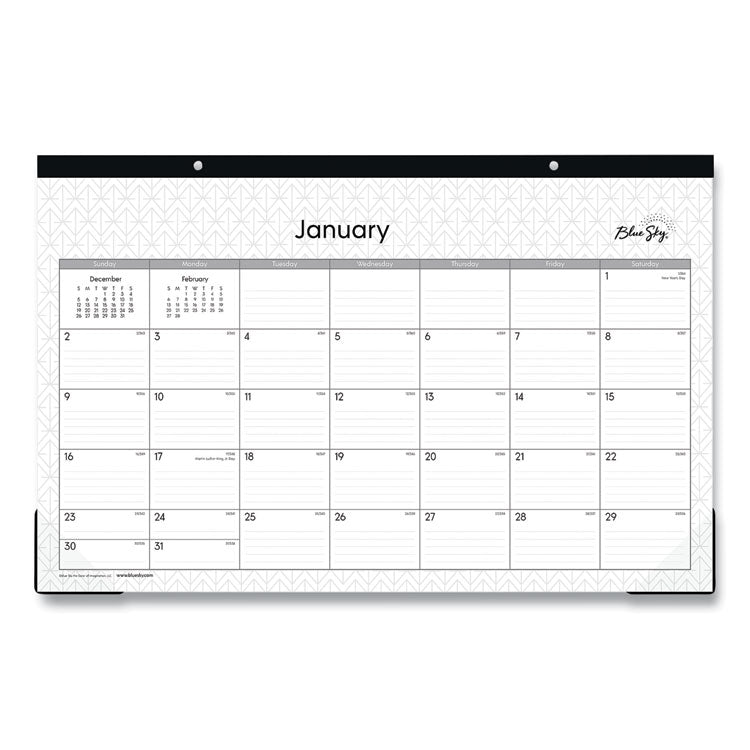 Enterprise Desk Pad, Geometric Artwork, 17 x 11, White/Gray Sheets, Black Binding, Clear Corners, 12-Month (Jan to Dec): 2025