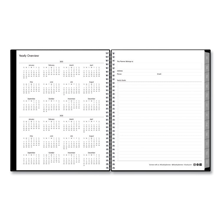 Enterprise Weekly/Monthly Planner, 11 x 8.5, Black Cover, 12-Month (Jan to Dec): 2025