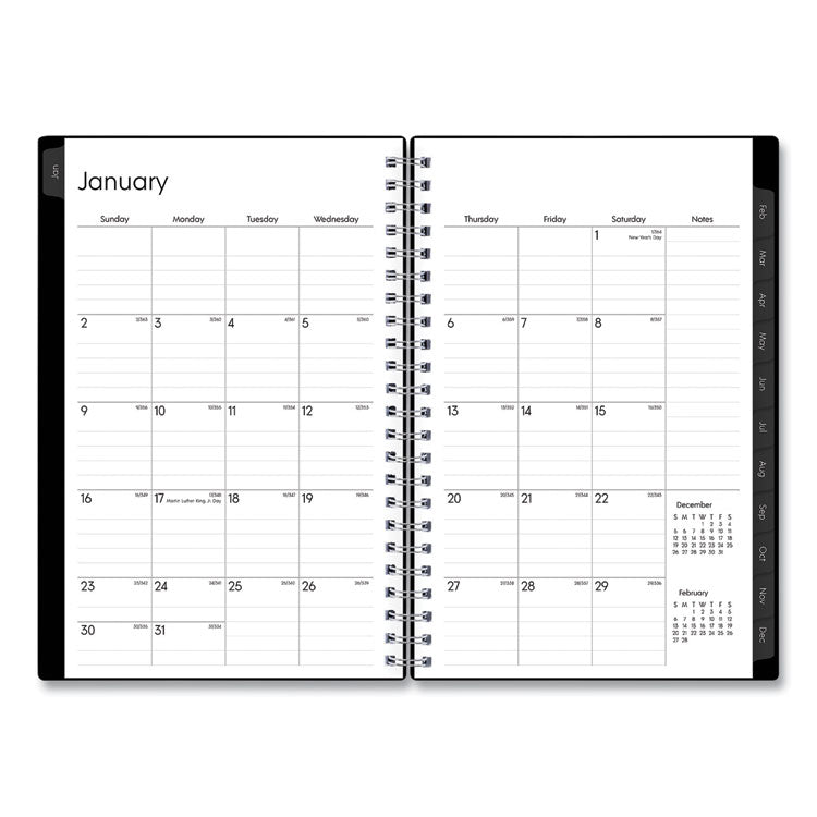 Enterprise Weekly/Monthly Planner, 8 x 5, Black Cover, 12-Month (Jan to Dec): 2025