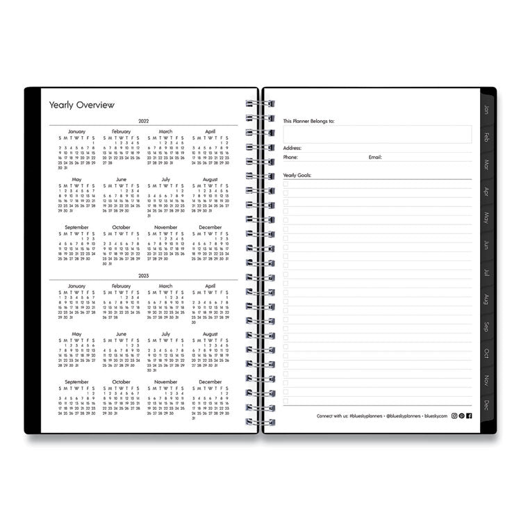 Enterprise Weekly/Monthly Planner, 8 x 5, Black Cover, 12-Month (Jan to Dec): 2025