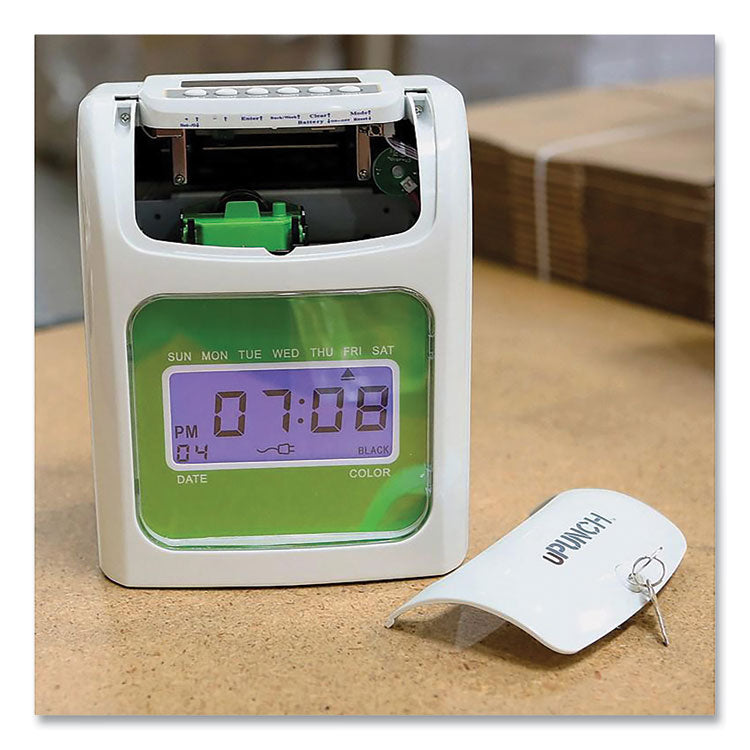 Ub1000 Electronic Non-Calculating Time Clock Bundle, Lcd Display, Beige/green