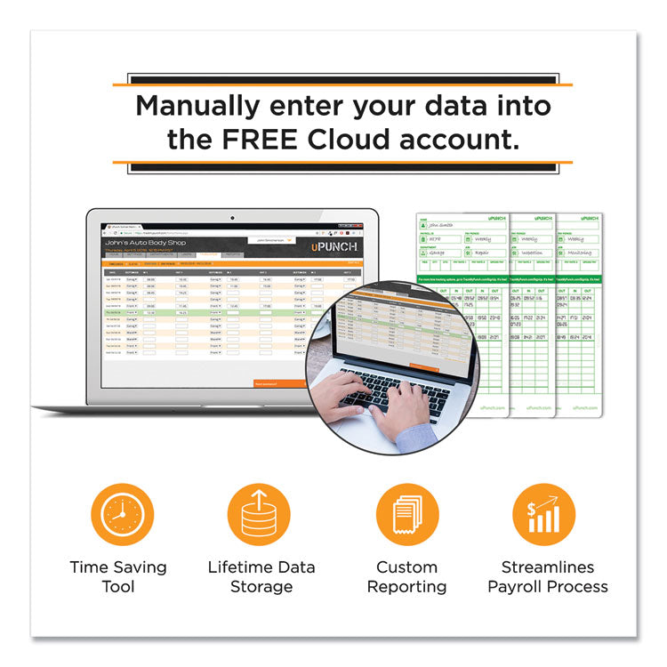 Hn1500 Electronic Non-Calculating Time Clock Bundle, Lcd Display, Beige/green