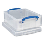 Snap-Lid Storage Bin, 2.14 Gal, 11" X 14" X 5", Clear/blue, 5/pack