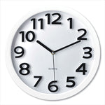 Wall Clock with Raised Numerals and Silent Sweep Dial, 13' Overall Diameter, White Case, White Face, 1 AA (sold separately)