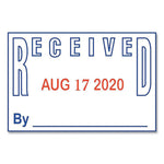 Model S 360 Self-Inking Two-Color Message Dater, 5 Years, Entered/faxed/paid/received, 1.81" X 1.25", Blue/red Ink