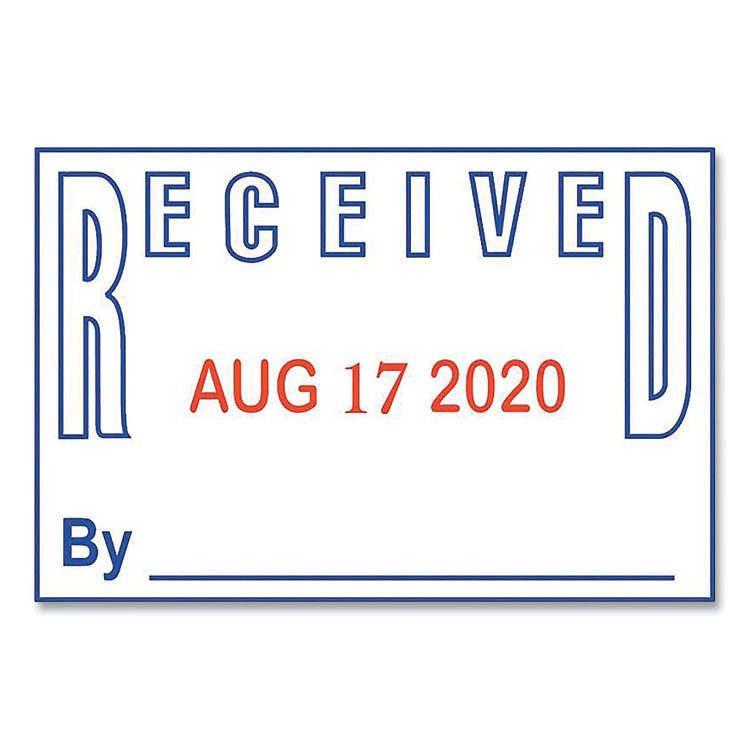 Model S 360 Self-Inking Two-Color Message Dater, 5 Years, Entered/faxed/paid/received, 1.81" X 1.25", Blue/red Ink