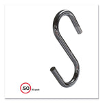 S Hooks, Metal, Silver, 50/pack