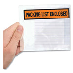 Packing List Envelopes, Top-Print Front: Packing List/Invoice Enclosed, 4.5 x 5.5, Clear/Orange, 500/Box