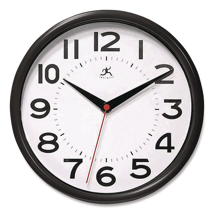 Metro Wall Clock, 9" Diameter, Black Case, 1 Aa (sold Separately)