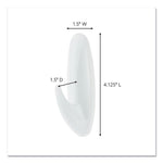General Purpose Hooks, Large, Plastic, White, 5 lb Capacity, 4 Hooks and 6 Strips/Pack