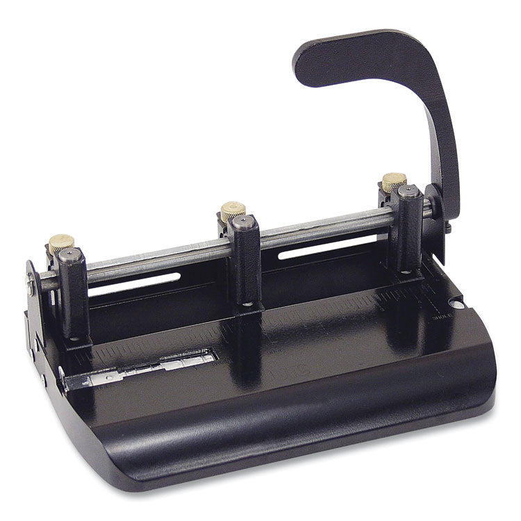 32-Sheet Heavy-Duty Two-Three-Hole Punch With Lever Handle, 9/32" Holes, Black