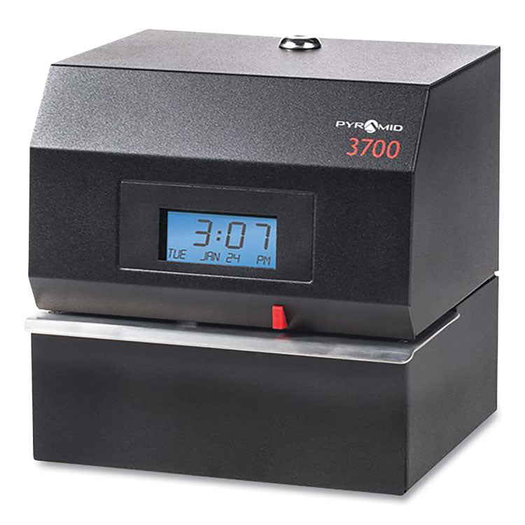 3700 Heavy-Duty Time Clock And Document Stamp, Lcd Display, Black