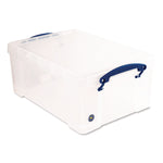 Snap-Lid Storage Bin, 2.38 Gal, 10.25" X 14.5" X 6.25", Clear/blue