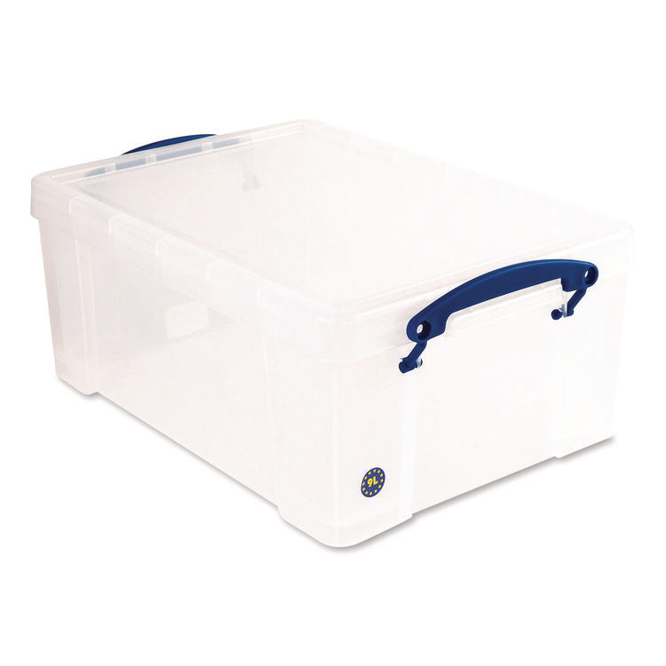 Snap-Lid Storage Bin, 2.38 Gal, 10.25" X 14.5" X 6.25", Clear/blue