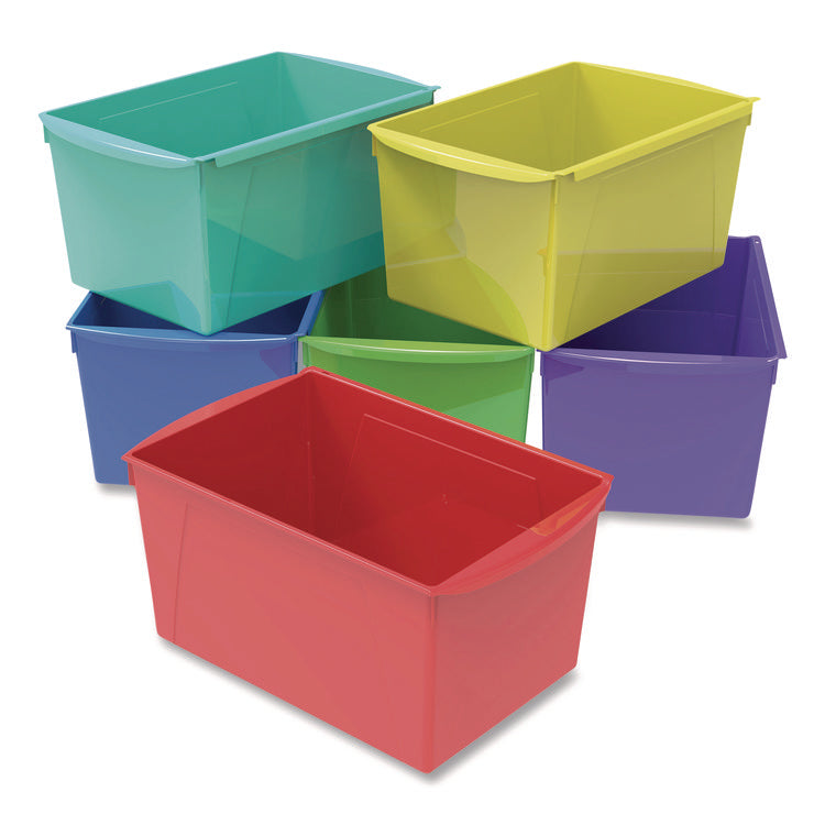Double Xl Wide Interlocking Book Bins, 9.2" X 14.5" X 7", Assorted Bright Colors, 6/carton