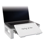 Adjustable Height Desktop Glass Monitor Riser With Dry-Erase Board, 14 X 10.25 X 2.5 To 5.25, White, Supports 100 Lb