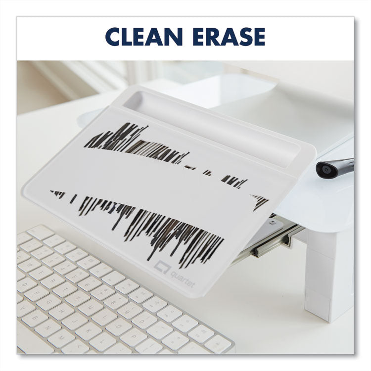 Adjustable Height Desktop Glass Monitor Riser With Dry-Erase Board, 14 X 10.25 X 2.5 To 5.25, White, Supports 100 Lb