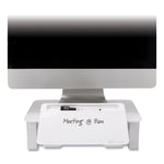 Adjustable Height Desktop Glass Monitor Riser With Dry-Erase Board, 14 X 10.25 X 2.5 To 5.25, White, Supports 100 Lb
