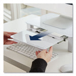 Adjustable Height Desktop Glass Monitor Riser With Dry-Erase Board, 14 X 10.25 X 2.5 To 5.25, White, Supports 100 Lb