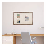 Linen Bulletin Board with Rustic Frame, 36" x 24" (Actual Size: 35" x 23"), Beige Surface, Brown Wood Frame