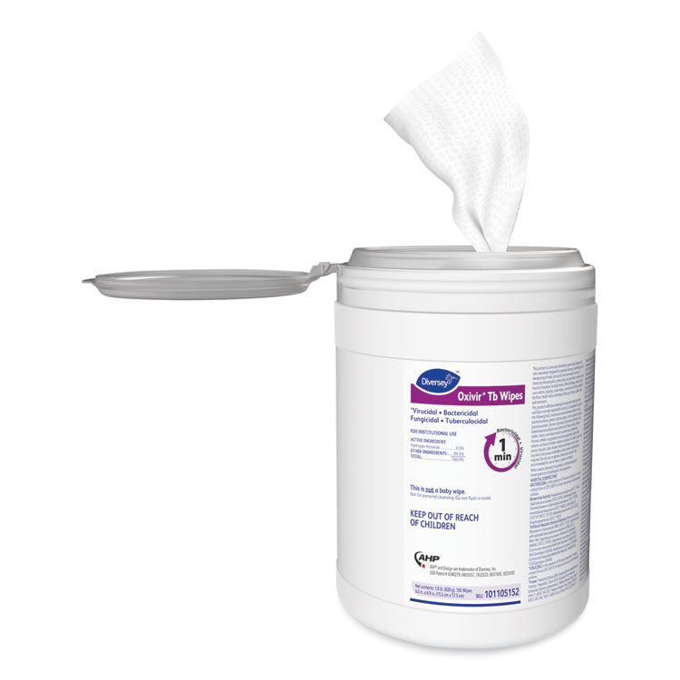 Oxivir TB Disinfectant Wipes, 6 x 6.9, Characteristic Scent, White, 160/Canister, 4 Canisters/Carton