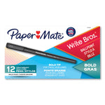 Write Bros. Ballpoint Pen, Stick, Bold 1.2 Mm, Black Ink, Black Barrel, Dozen