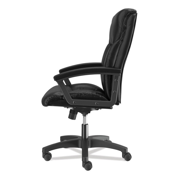 Hvl151 Executive High-Back Leather Chair, Supports Up To 250 Lb, 17.75" To 21.5" Seat Height, Black