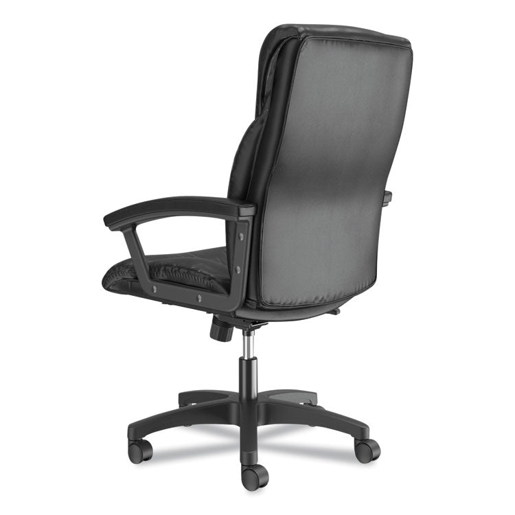 Hvl151 Executive High-Back Leather Chair, Supports Up To 250 Lb, 17.75" To 21.5" Seat Height, Black