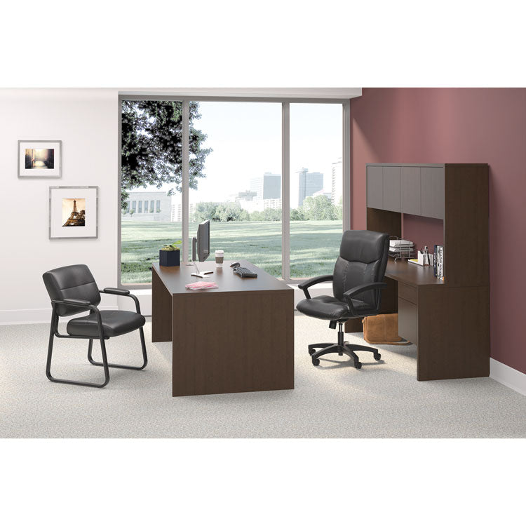 Hvl151 Executive High-Back Leather Chair, Supports Up To 250 Lb, 17.75" To 21.5" Seat Height, Black