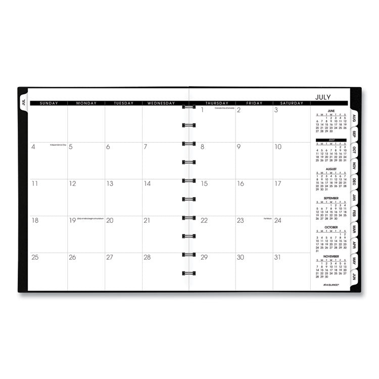 Move-A-Page Academic Weekly/Monthly Planners, 11 x 9, Black Cover, 12-Month (July to June): 2025 to 2026
