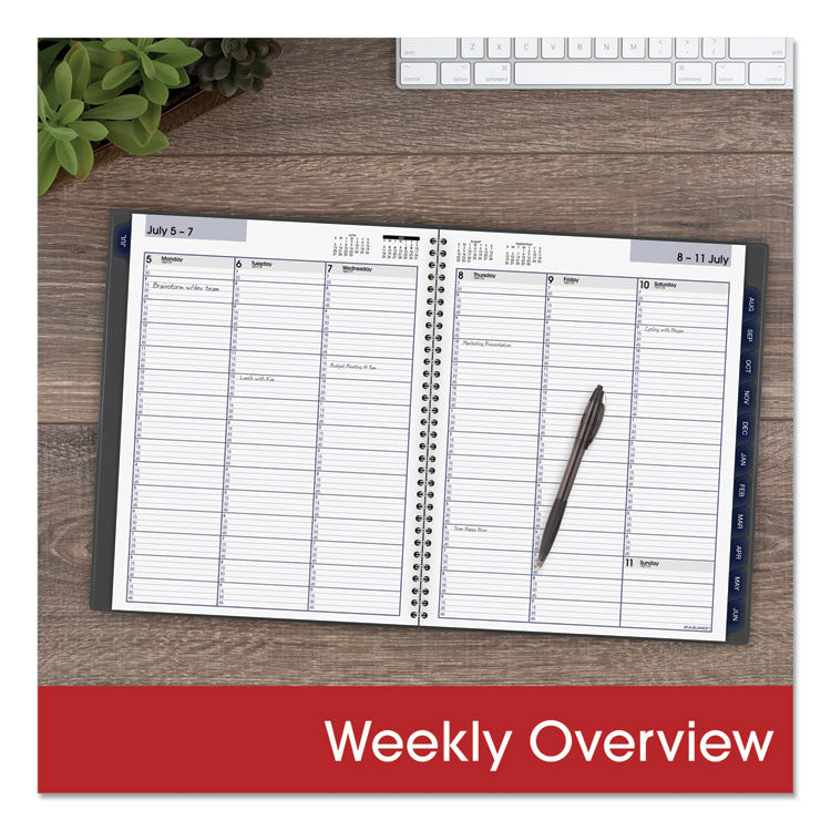 DayMinder Academic Weekly/Monthly Desktop Planner, 11 x 8.5, Charcoal Cover, 12-Month (July to June): 2025 to 2026