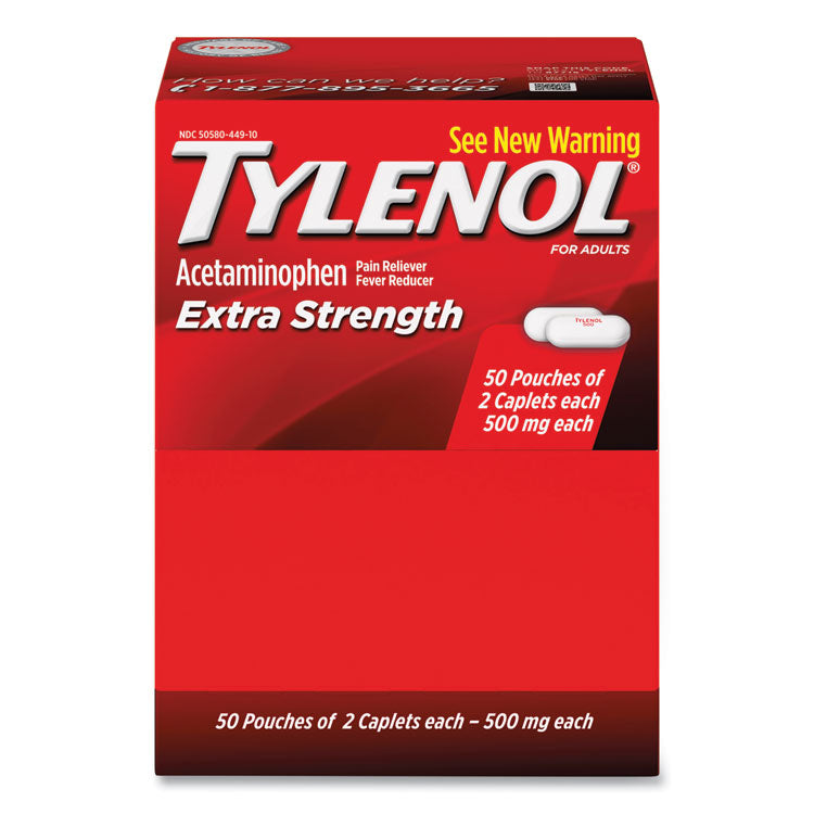 Extra Strength Caplets, Two-Pack, 50 Packs/box